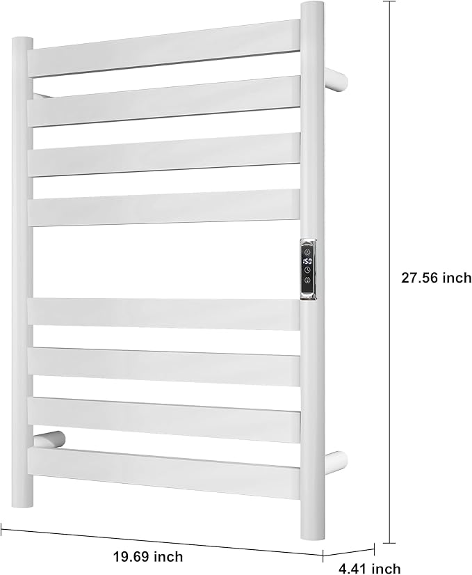 Heated Wall Mounted Electric Towel Warmer Rack,Timer & Temperature Control, 8 Bar Stainless Steel Towel Heater for Bathroom (White, 8 Bars)