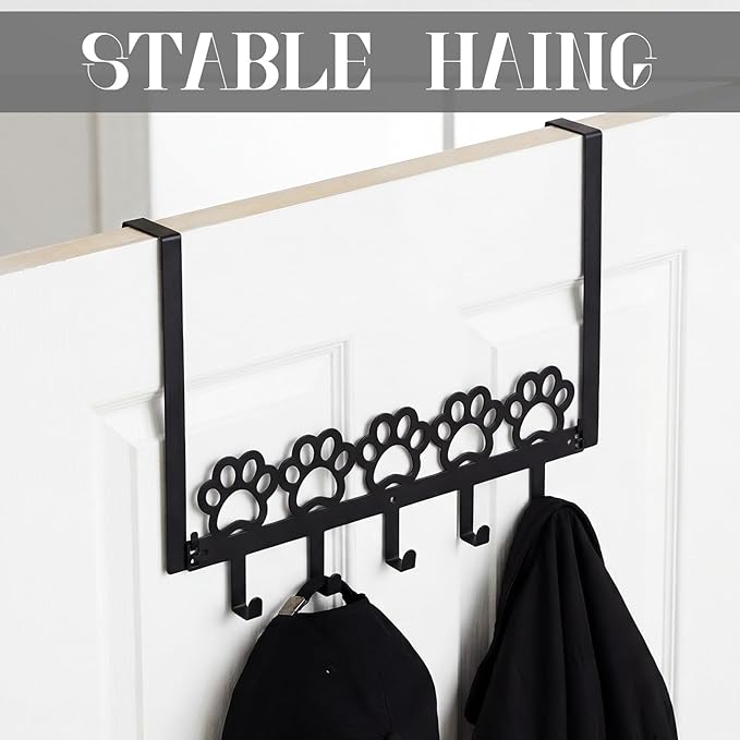 AceOrbit Dog Paws Over The Door Hooks Hanger Wall Mount Towel Hanger Door Holder Organizer 5 Hooks Kawaii Farmhouse Rustic Coquettish Style Decor for Bedroom Bathroom Towel Hat Clothes