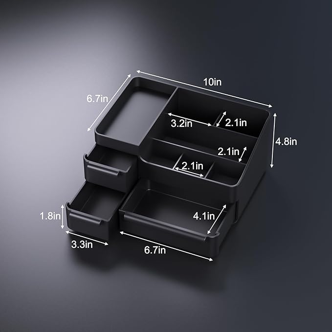 Mens Cologne Organizer with 3 Drawers & 7 Top Compartments: Men's Vanity Organizer, Perfume Stand & Cologne Shelf - Bathroom Countertop Storage for Shaving Kit, Skincare, Gifts for Men