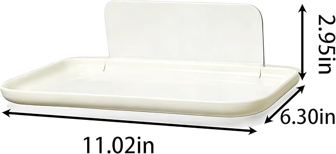 2 Pcs Small Shelf for Wall, Foldable Bedside Shelf & Small Wall Shelves No Drill Adhesive Folding Shelf, Stick-on Floating Wall Rack Organizer Tray for Bedroom Bathroom Kitchen Entryway, White