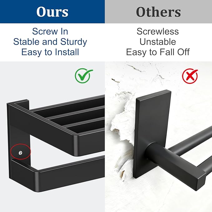 Matte Black Towel Rack 23.6-inch Towel Bar Double Towel Holder Stainless Steel Bathroom Hardware Accessories Set