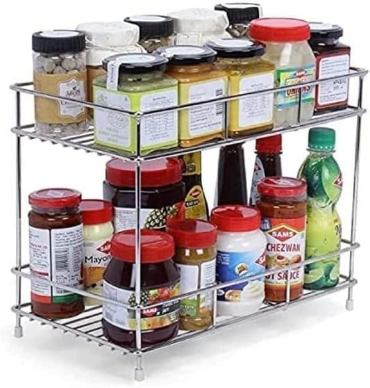 Stainless Steel 2 Tier Kitchen Rack | Kitchen Pantry Storage Organizer | Multipurpose Storage Organizer | Kitchen Racks | Kitchen Organizer | Kitchen Accessories Items Rack