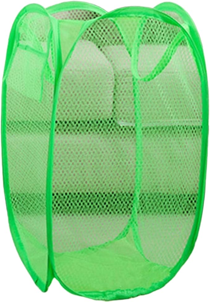 Extra Large Pop Up Mesh Hampers Collapsible Tall Nursery Laundry Basket For Storage Blankets Toys Clothes Net Sorter Bins,Green