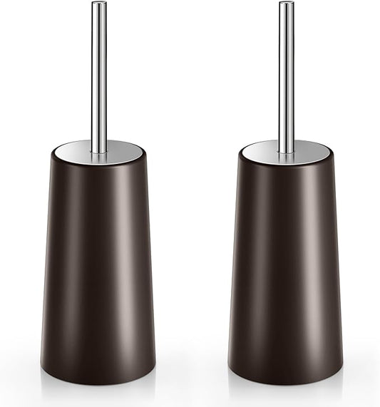 Toilet Brush and Holder, 2 Pack Toilet Brush with 304 Stainless Steel Long Handle, Toilet Bowl Brush for Bathroom Toilet-Ergonomic, Elegant,Durable (Bronze)