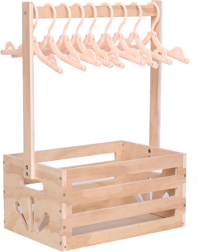 Wooden Baby Shower Crate Closet , Baby Storage nursery Crate Hamper with Handle, Gift Basket for Baby nursery Excluding hangers，Newborn Boy Girl Welcome Gift for New Mom Parents