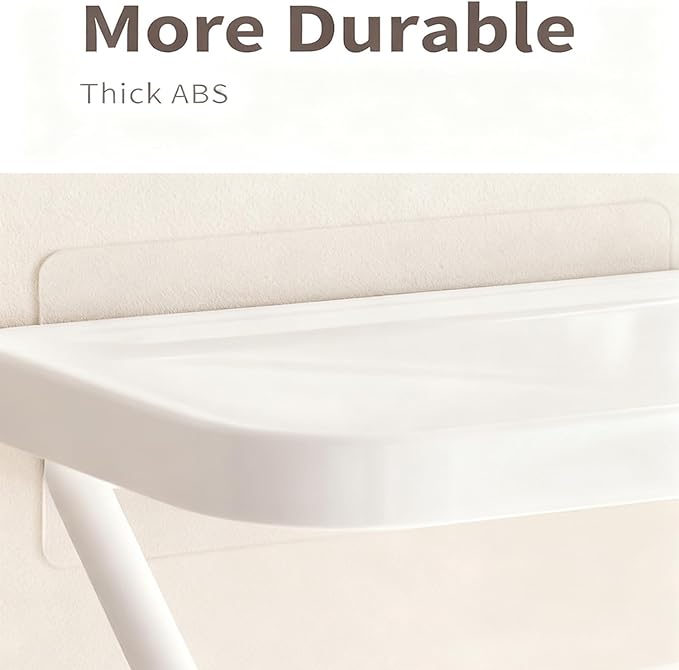 Self Adhesive Toilet Paper Holder with Shelf, No Drill Wall Mounted Bathroom Tissue Holder, Sticky TP Roll Holder with Phone Shelf for RV, White