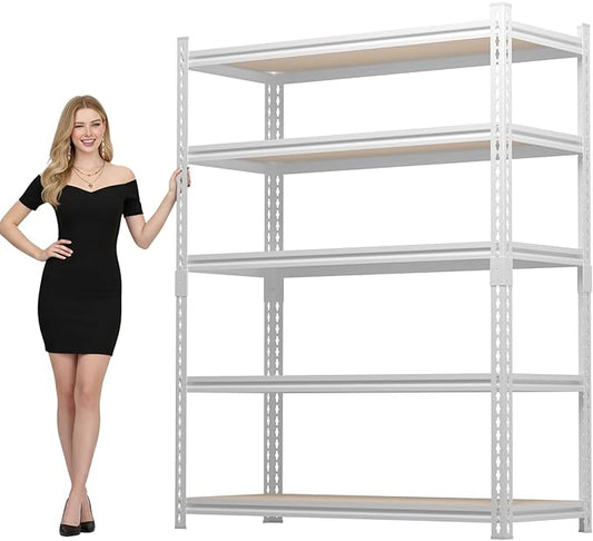 5-tier garage shelving, heavy-duty storage racks, 2,500-pound load capacity. 72“H x 35.95”W x 16"D adjustable metal shelving units, ideal for garage storage and commercial applications(72H*35.95W*16D)