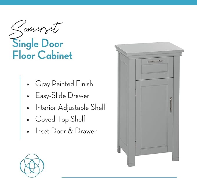 RiverRidge 06-076 Home Somerset Collection Single Door Floor Cabinet, Gray, No Size,Grey