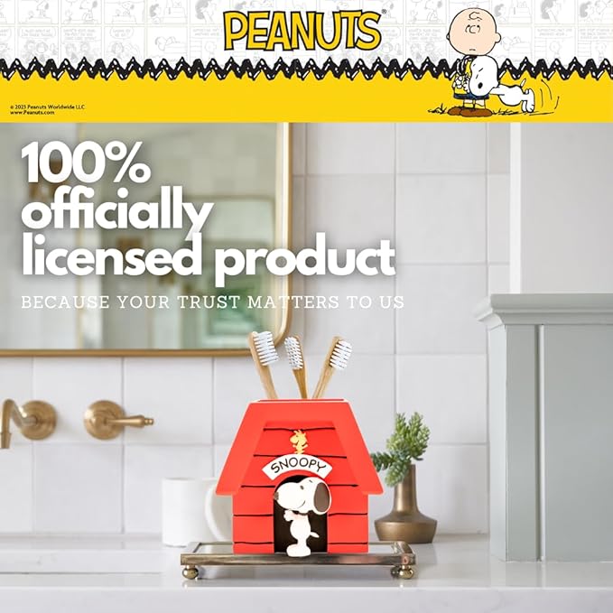 Peanuts Snoopy Toothbrush Holder - Makeup Brushes/Pens Tumbler, (Officially Licensed Product) by Franco