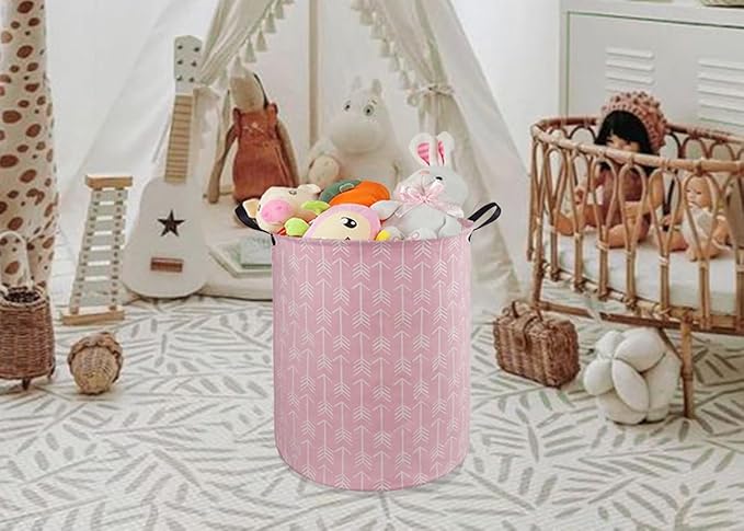 Kids Laundry Hamper Storage Basket Laundry Organizer Hamper Storage Bins Clothes Box Nursery Hamper Gift Basket with Handles (Arrow)
