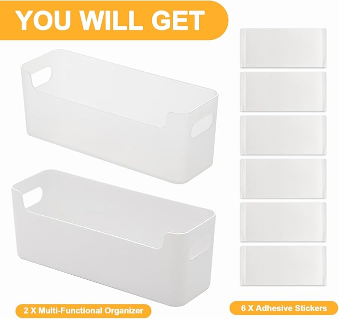 2 Pcs Kitchen Cabinet Door Organizer,Adhesive Mount Inside Cabinet Door Storage,Under Sink Door Storage Shelf for Kitchen,Bathroom,Office,Garage,Craft Room(White)