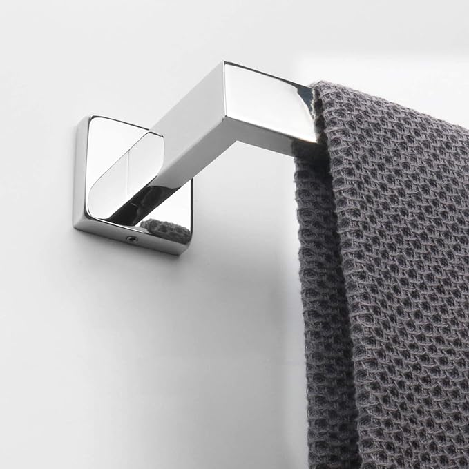 NearMoon Towel Bar, Bath Accessories Premium Thicken Stainless Steel Square Shower Towel Rack for Bathroom, Towel Holder Wall Mounted (2 Pack, Chrome Finish, 24 Inch)