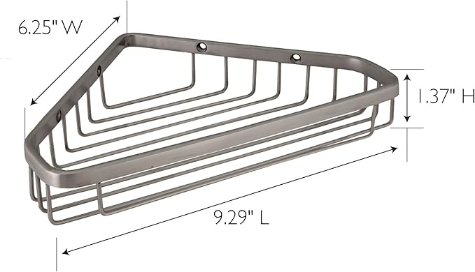 Design House Sturdy Stainless Steel Corner Shower Caddy Basket, 9.5-Inch, Satin Nickel, Wall Mounted – Design House, 588921-SS