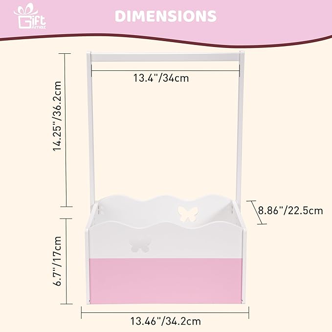 GiftAmaz Pink Wooden Baby Shower Crate Closet, Baby Storage Crate with Handle, Baby Shower Gifts Basket, Baby Welcome Box for Newborn Girls, Pregnancy Gifts for New Parents
