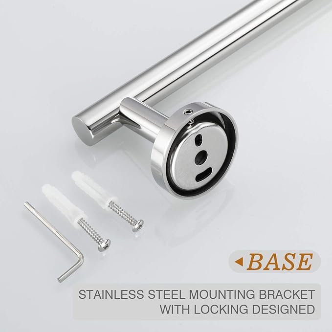 USHOWER Polished Chrome Bath Towel Bar, 30-Inch Towel Rack for Bathroom Wall-Mounted, Thicken SUS304 Stainless Steel Towel Rod (Total Length 32-Inch)
