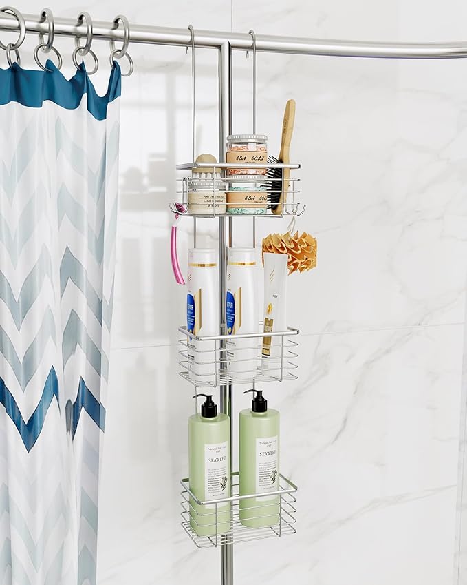 3-Tier Small Hanging Bathroom Organizer,caddy hanging,Shampoo Holder Stainless Steel,over the door shower caddy,shower storage
