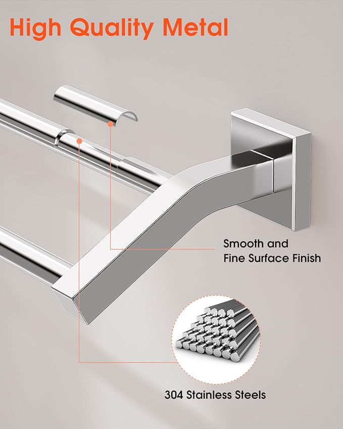 Alise Bath Double Towel Bars,Towel Holder Towel Racks for Bathroom Lavatory,16 Inch SUS304 Stainless Steel Towel Hanger Towel Rail Wall Mount,Polished Chrome