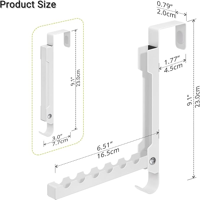 Over The Door Hooks, 7-Hook Metal Door Hanger Clothes Drying Rack, Foldable Portable Space Saving, Extra Large Hook for Clothes Coat Bag - Bedroom Laundry Room Travel, White