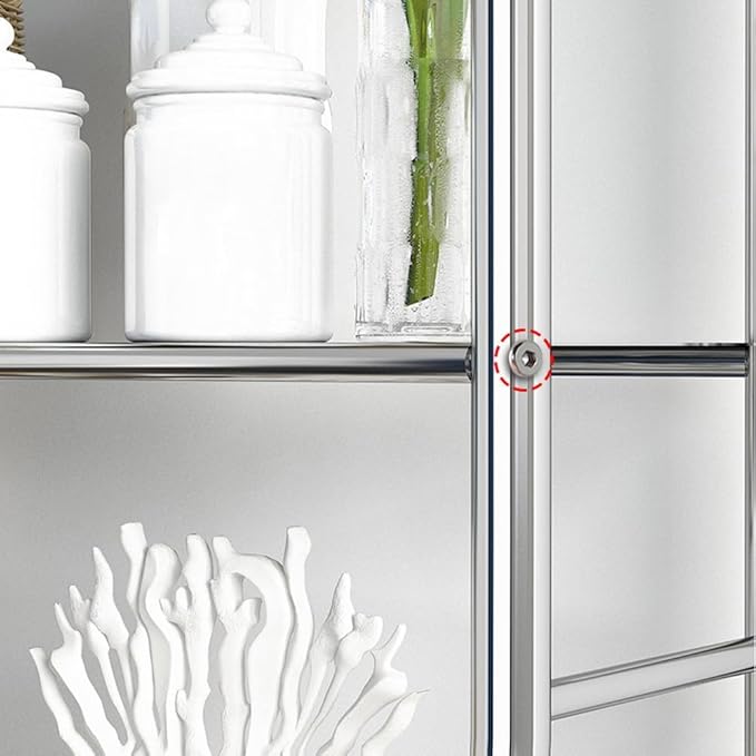 2-Tier Over The Toilet Storage, Freestanding Metal Bathroom Shelves, Above Toilet Storage Rack with Hooks and Paper Holder, Space-Saving, for Bathroom Restroom Laundry, Stainless Steel