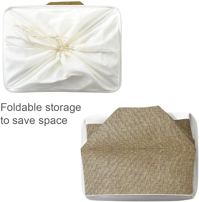 TheWarmHome Organization and Storage Basket for Organizing - X Large - 3 Pack 17.7L×13.8W×9.8H in Collapsible Storage Bin for Shelves, Fabric Basket for Gifts Organizer Toy Closet (White & Khaki)
