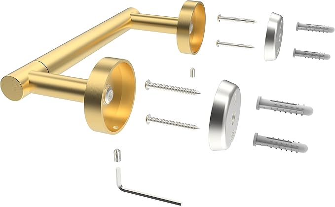 RARXTR Gold Toilet Paper Holder SUS304 Stainless Steel Double Post Pivoting Toilet Paper Roll Holder Wall Mounted Toilet Tissue Holder for Commercial Bathroom RV Brushed Brass Finish