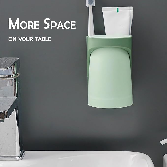 Magnetic Cup 2 in 1 Toothbrush Holder for Bathroom,Wall Mounted Drill-Free Electric Toothbrushes Storage Organizer Space Saving, for Waterpik Oral-B, Family Father Mother and Son/Daughter (Rosepink)