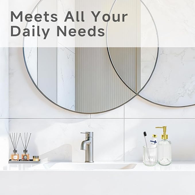 2 PCS Clear and Gold Glass Bathroom Accessory Sets, Clear Bathroom Set, Soap Dispenser and Toothbrush Holder Set for Modern Bathroom Decor