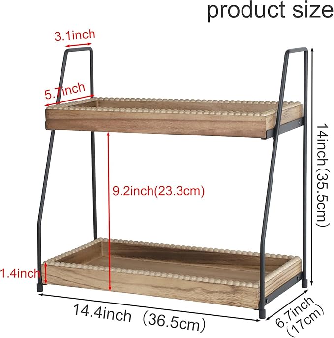 Bathroom Vanity Organizer 2-Tier Wood Countertop Storage Counter Shelf for Makeup Skincare Perfume Jewelry Tray Spice Rack Nature