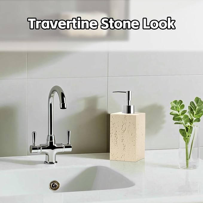 Soap Dispenser 420ML 14OZ, 2pcs Luxurious Hand Dish Soap Dispenser Set, Refillable Lotion Bottle with Rustproof Pump for Bathroom Countertop Kitchen Sink (Yellow)