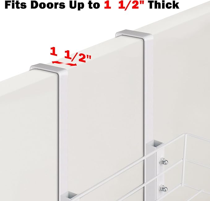 Over The Door Towel Racks, No Drill Towel Storage with Basket & Hooks, Space-Saving Multi-Functional Towel Holder for Bathrooms, bedrooms, Apartments, RVs (White, 5 Tier)