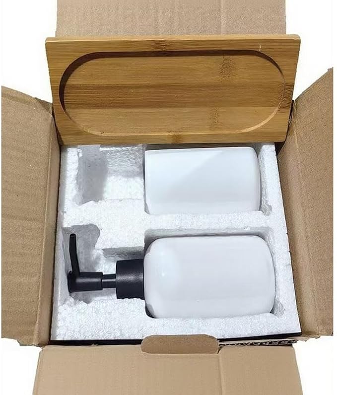 White Bathroom Accessories Set 2 Pieces,Ceramic Soap Dispenser and Toothbrush Holder,Modern Decor Bath Set Countertop Organizer