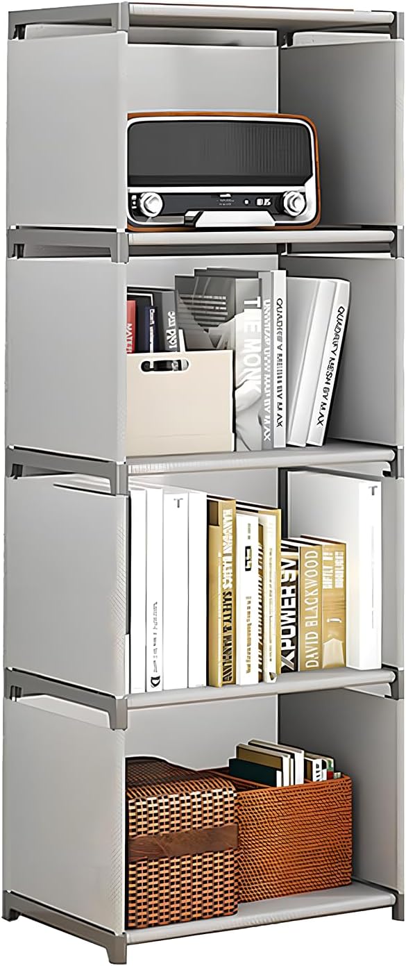 4-Cube Storage Organizer Shelf – Tool-Free Assembly Cube Bookcase for Bedroom, Closet & Small Spaces, Bookshelf Organizer for Kids’ Clothes & Nursery