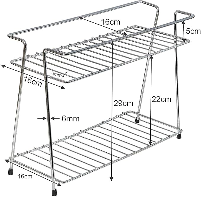 Stainless Steel Spice 2-Tier Trolley Container Kitchen Organizer storage rack/Basket for Boxes Utensils Dishes Plates for Home (Multipurpose Kitchen Storage Shelf Shelves Holder Stand