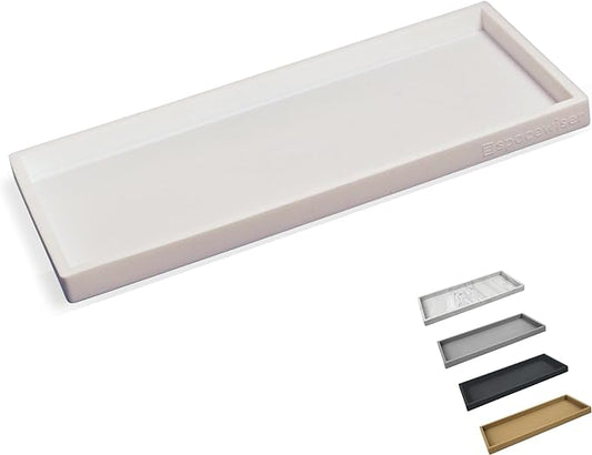 Spacewiser Countertop and Vanity Tray - 11.7" Silicone Bathroom Tray Countertop, Dish Soap Trays for Kitchen Counter, Bathroom Counter Organizer Accessories Caddy, Shower Trays Makeup Mat Oil, White