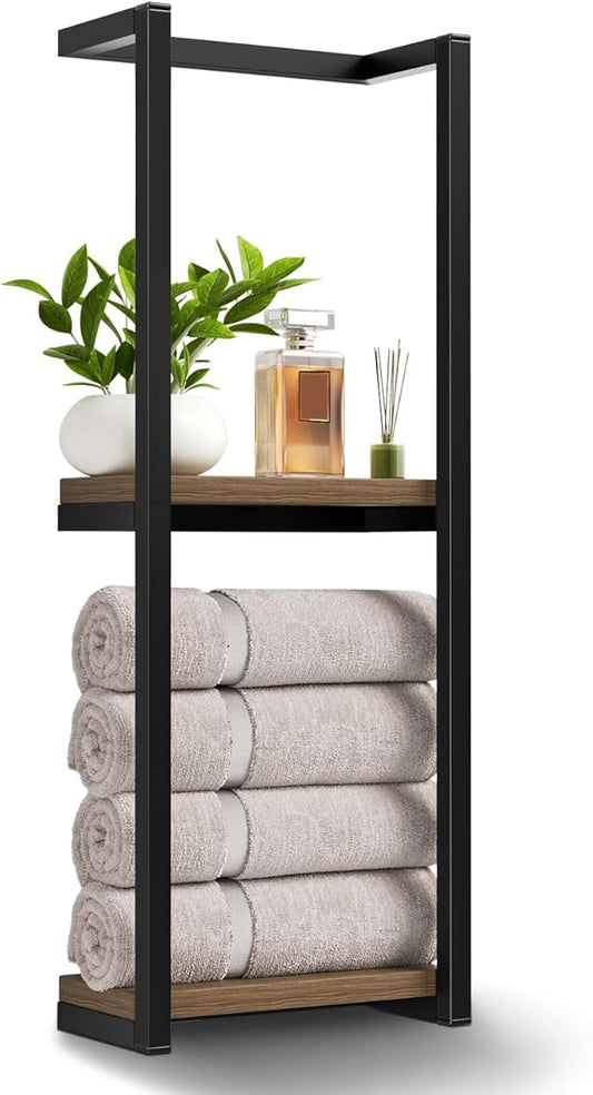 Towel Racks for Bathroom, 2 Tier Wall-Mounted Towel Rack, Home Decor Shelf, Space-Saving Organizer Rack for Household, Bathroom, and Bedroom