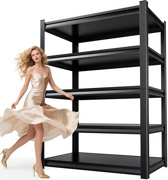 72"H Garage Shelving, Adjustable Garage Storage Shelves 3000LBS Heavy Duty Shelving 5-Tier Metal Shelving Units fou Garage, Utility Shelf Rack for Warehouse,Basement, Shop, 72''H x 36''W x 12''D