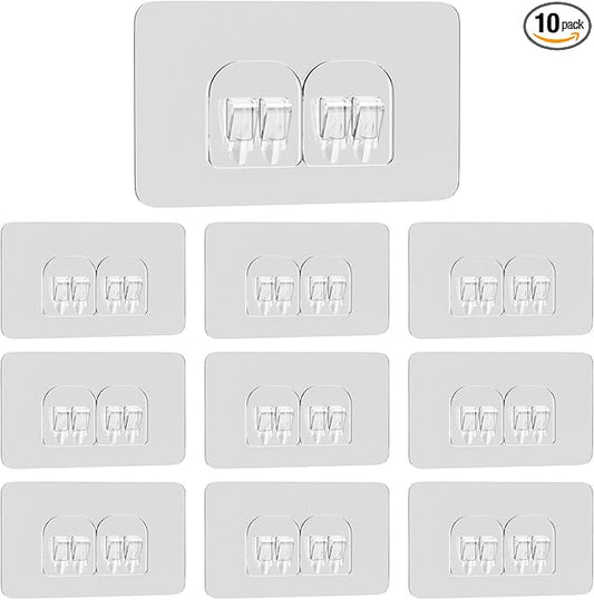 10 Pack Shower Caddy Adhesive Replacement, Shower Adhesive Strips, Strong Adhesive Hooks, Waterproof Sticker, No Drilling, for Bathroom Shelf and Kitchen Racks