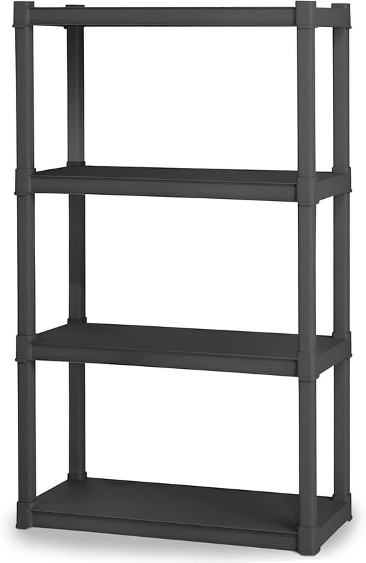 Sterilite 4 Shelf Unit, Heavy-Duty Shelving Storage and Utility Rack - Standing Plastic Organizer Shelves for Kitchen, Bathroom, and Garage