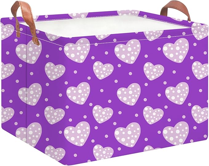 NTAOHAMPER Children's Day Gifts Father Purple Love Fabric Storage Basket Empty with Handles, Books Box, Baby Shower Baptism Lovely Storage24L(Purple Love)