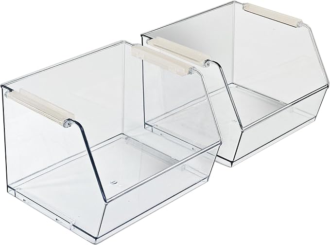Azar Displays 556710-4PK Small Clear Stackable Bin Compact Transparent Organizer for Pantry Drawer Bathroom and Desk BPA-Free Plastic (Pack of 4)