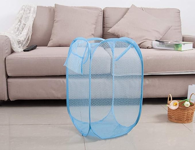 DurReus Foldable Clothes Baskets Laundry Sorters Baby Storage Bin Kids Hamper for Toys,Stray Socks,Dish Cloths,Small Garments,Sky Blue