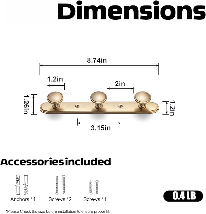 Goo-Ki Champagne Bronze Coat Rack Wall Mount with Orbit Rim Backplate, Modern Heavy Duty Zinc Alloy Coat Hooks, Soft Gold Hat and Towel Hanger Rail for Entryway, Bathroom and Mudroom (3 Hooks)