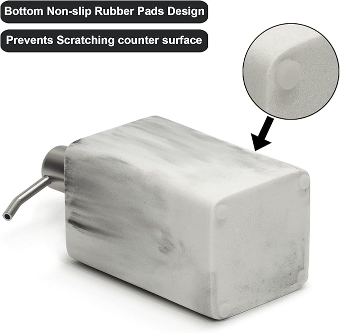 2Pcs/Set Resin Marble Style Soap Dispenser Sets -15oz Luxury Bathroom & Kitchen Dispenser with No-Leak Pump, Refillable for Soap/Lotion, Dish Hand Wash Shower Lotion Shampoo (White)