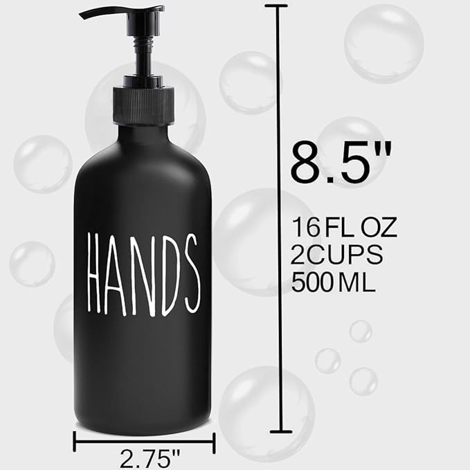 MOMEEMO Soap Dispenser Set 2 Pack, Contains Dish and Hand Soap Dispenser, Perfect for Black Kitchen Decor. (Black)