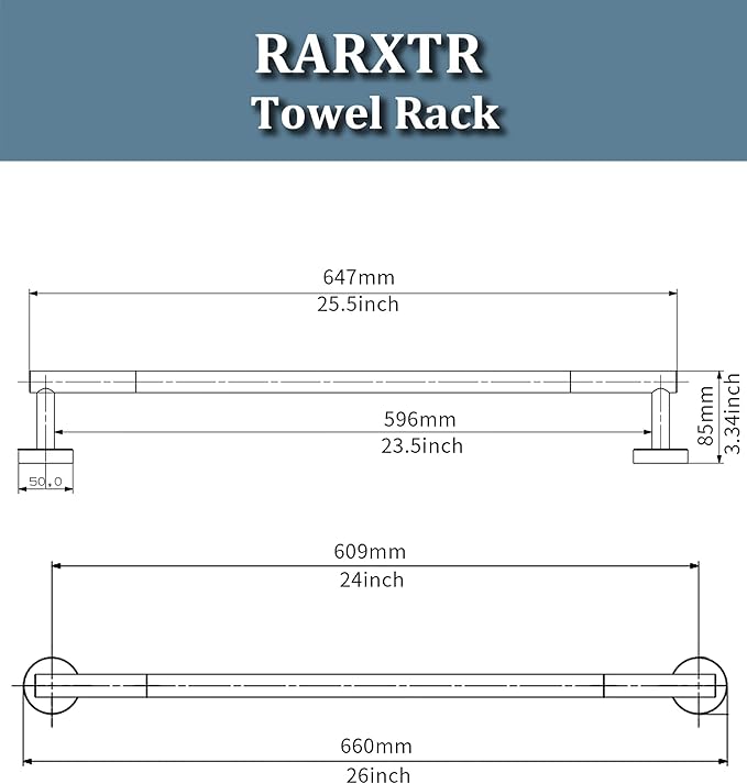 RARXTR 24 Inch Brushed Towel Bar Towel Rack for Bathroom Kitchen Hand Towel Holder Dish Cloths Hanger SUS304 Stainless Steel RUSTPROOF Wall Mount (Brushed Grey)
