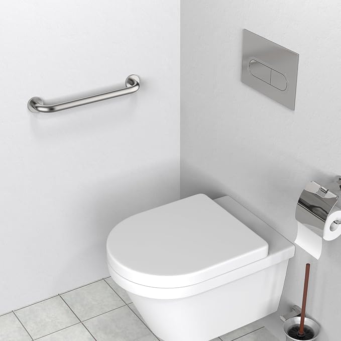 16 Inch Shower Grab Bar Satin Brushed Nickel, ZUEXT Stainless Steel Safety Grab Bar Handle, Bathroom Balance Bar, Safety Hand Rail Support - Handicap, Elderly, Injury, Senior Assist Bath Handle