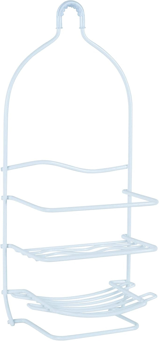 Bath Bliss Curve Design Shower Caddy | Over the Shower Head | Rust Proof | Bathroom Organization | Bath Organizer | 2 Tier | White