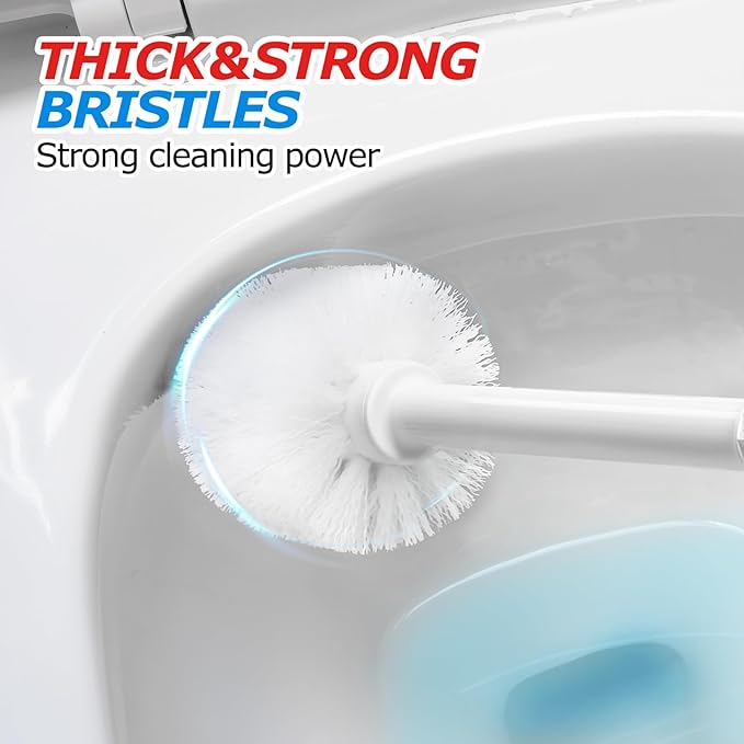 FORASTO 2Pack 2 in 1 Toilet Brush and Plunger Set, Extended Handle Plunger，Toilet Bowl Brush Plunger Set,Bathroom Cleaning Tools ，Toilet Brush Plunger Combo，Cleaning Brush，Cleaning Supplies(White)