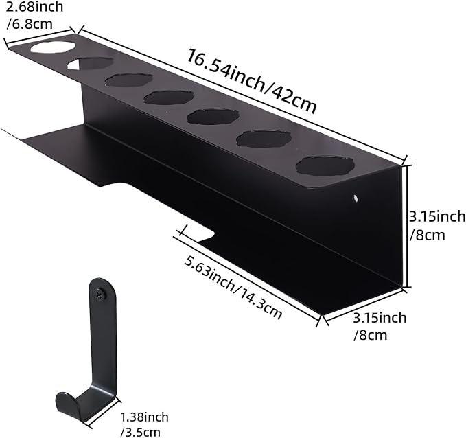 Hair Dryer Holder for Airwrap, Aluminum Hair Tool Holder Wall Mount Black with 7 Custom Slots & Cable Hook, Hair Tool Organizer Wall Mounted for Bathroom BANJEKT