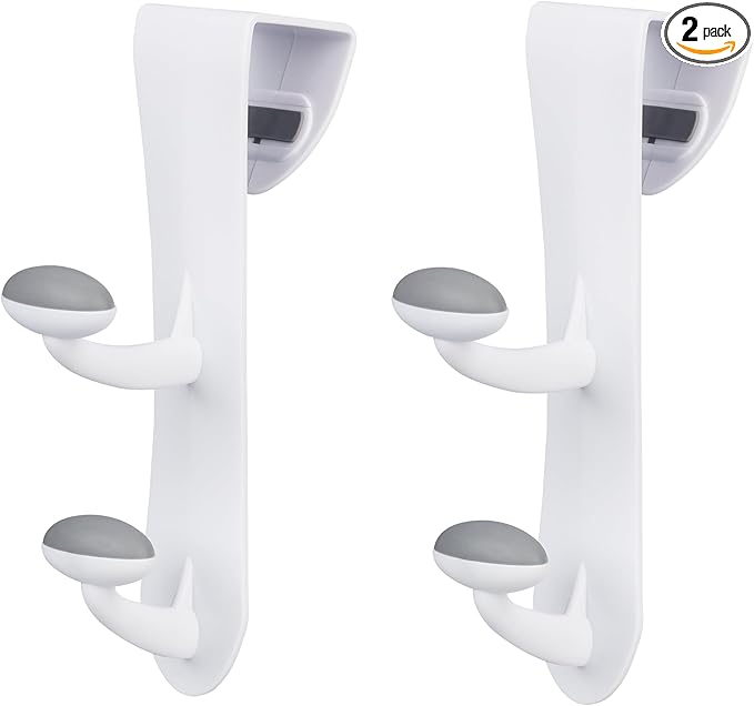 2 Pcs Over the Door Rubber Grip Hooks for Closet and Bathroom Storage, Anti-Slip Heavy-Duty Hangers for Towels Bags Coats, Sturdy Storage Organizer, No-Drill Easy Install Hangers